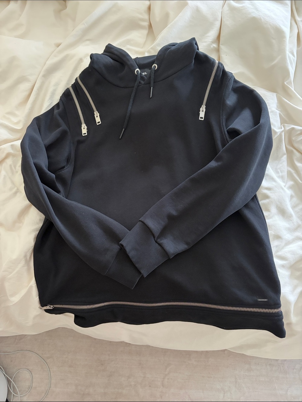 Diesel Black Zip-Accent Hooded Sweatshirt
